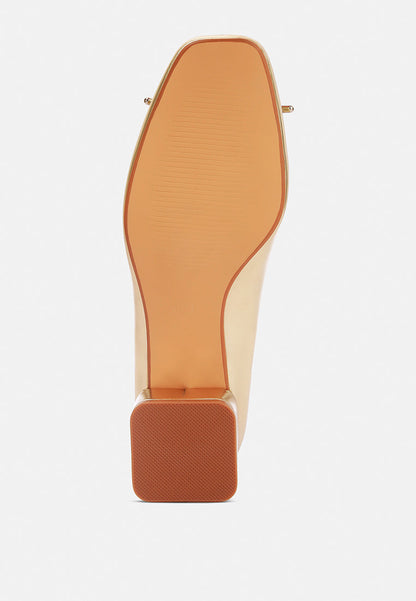 Laga Metallic Low Block Heel Ballerinas