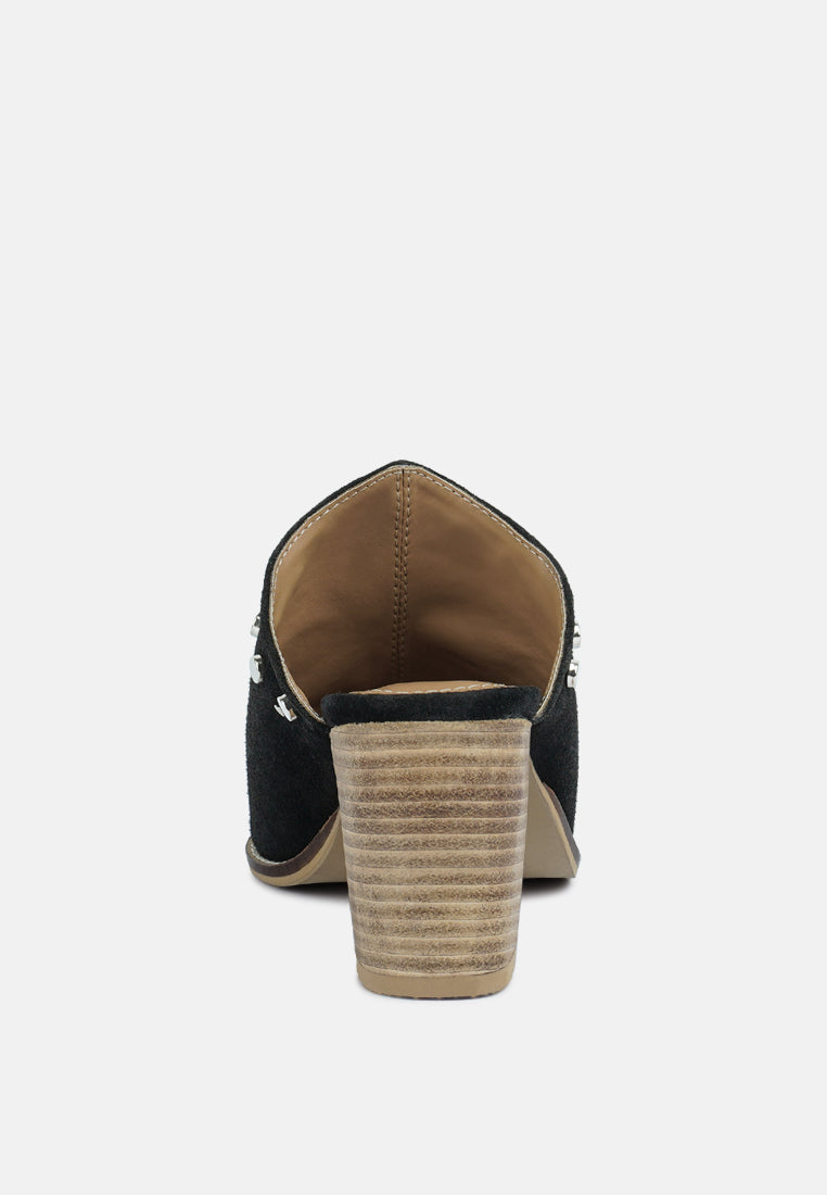 Leslie Stacked Heel Mules
