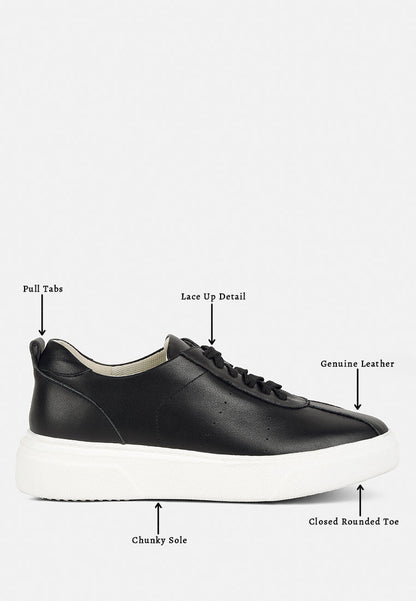 Magull Solid Lace Up Leather Sneakers