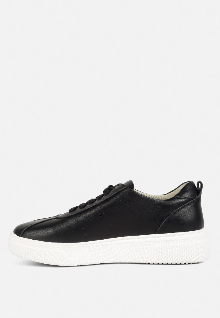 Magull Solid Lace Up Leather Sneakers