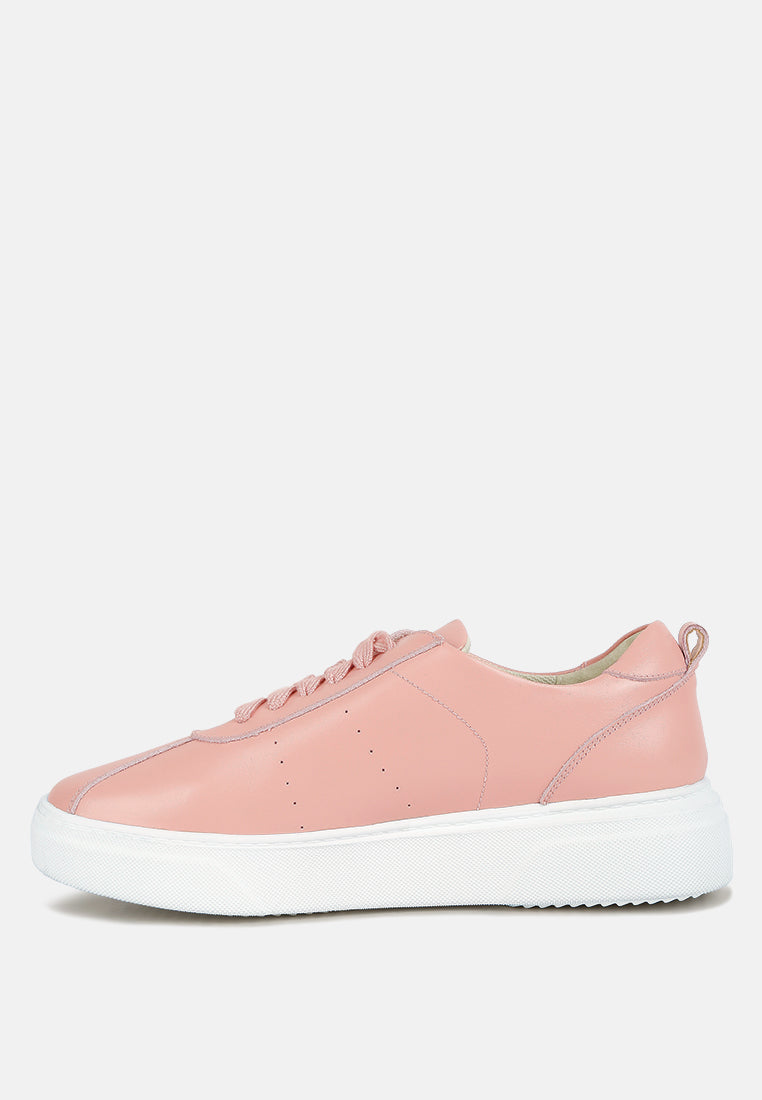 Magull Solid Lace Up Leather Sneakers
