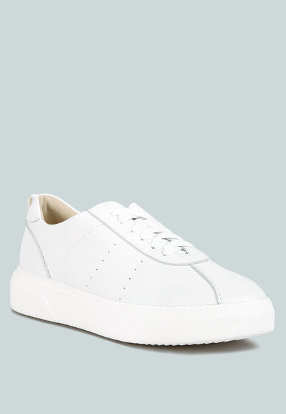 Magull Solid Lace Up Leather Sneakers