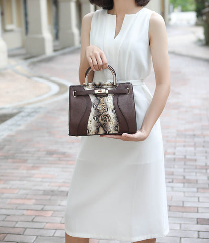 MKF Collection by Mia K. - Cassia Snake embossed Satchel Bag