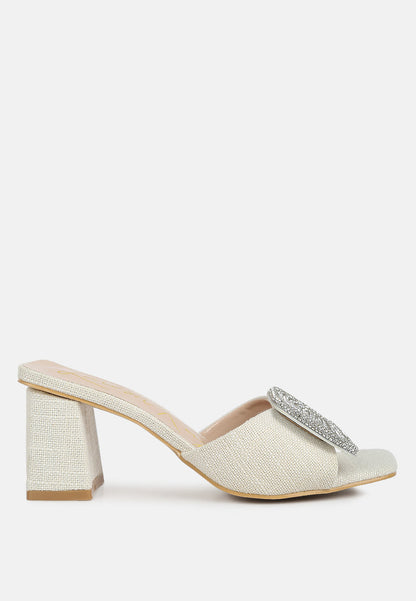 Naflah Rhinestone Embellished Slip On Sandals
