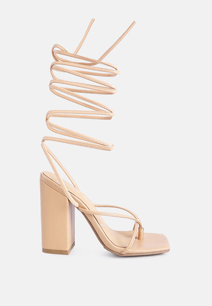 Pole Dance Lace Up Block Heel Sandals