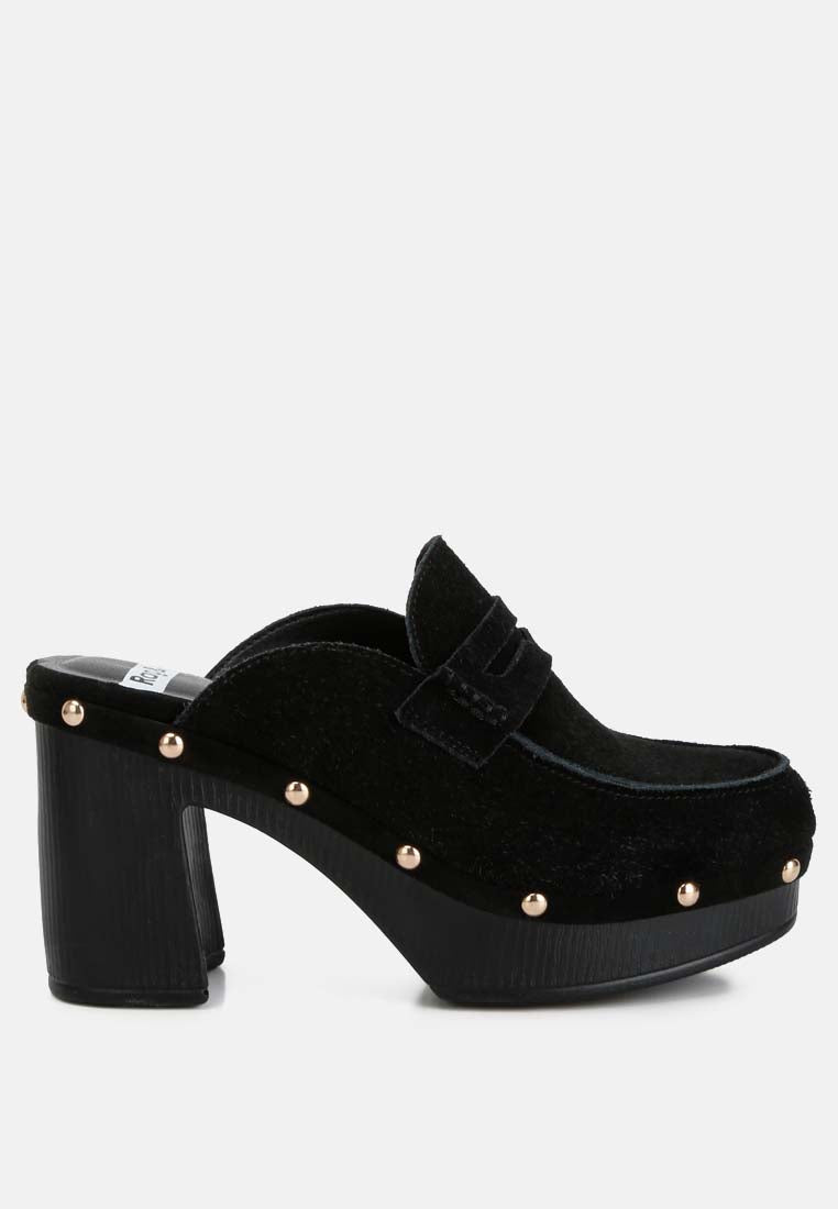 Riley Genuine Suede Platform Clogs