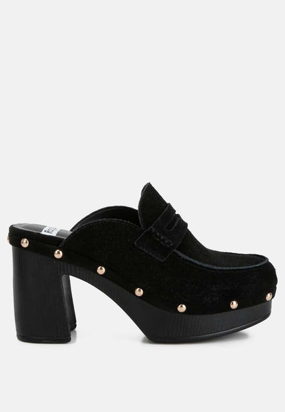 Riley Genuine Suede Platform Clogs