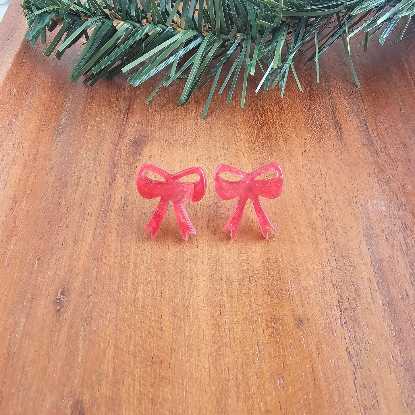 Bow Studs - Red Shimmer