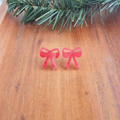 Bow Studs - Red Shimmer