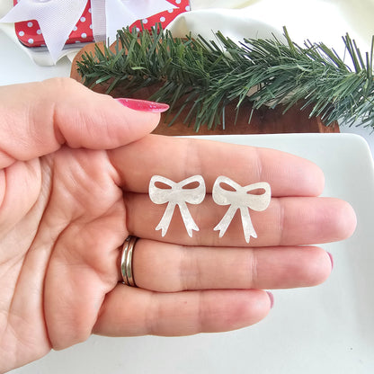 Bow Studs - White Shimmer
