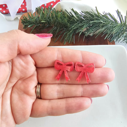 Bow Studs - Red Shimmer
