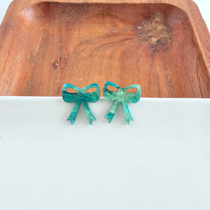 Bow Studs - Green Shimmer