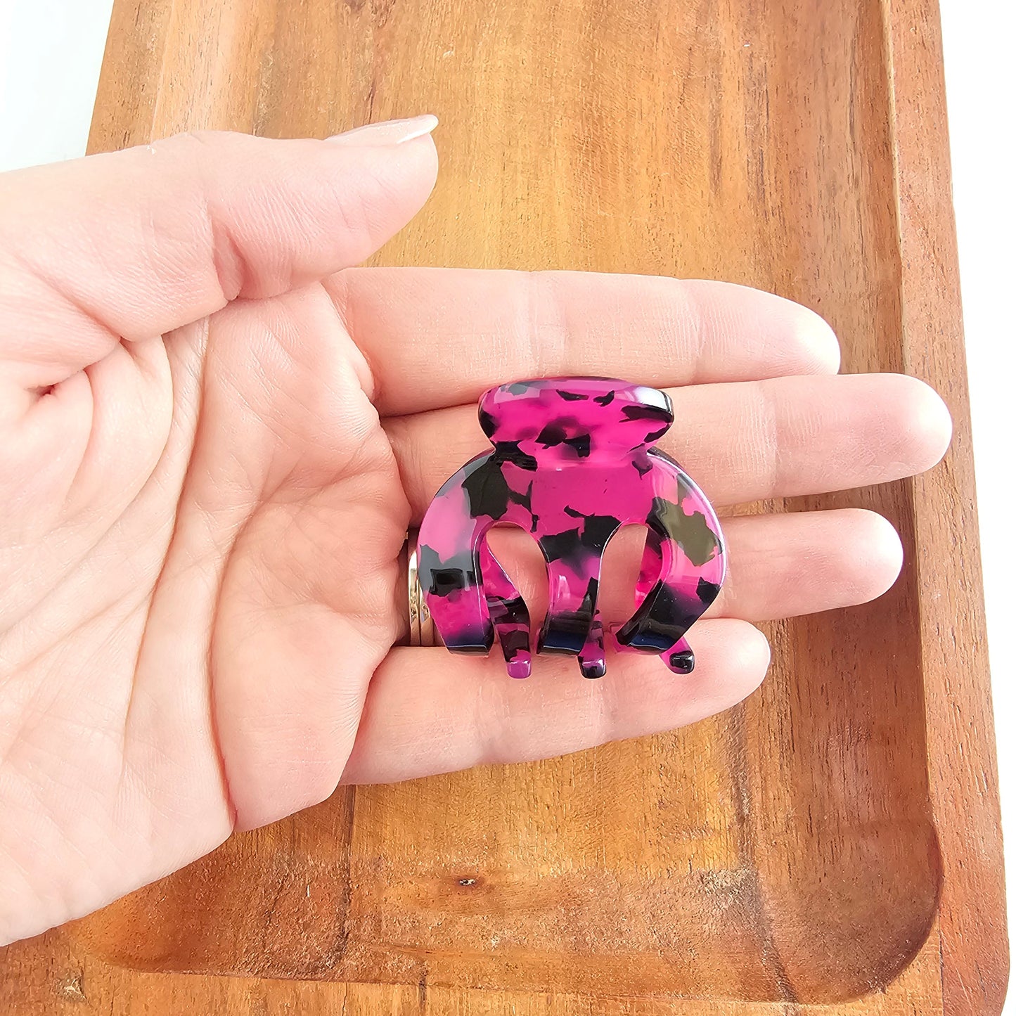 Claire Hair Claw Trio - Blue Tortoise, Snow Tortoise, and Fuchsia Tortoise