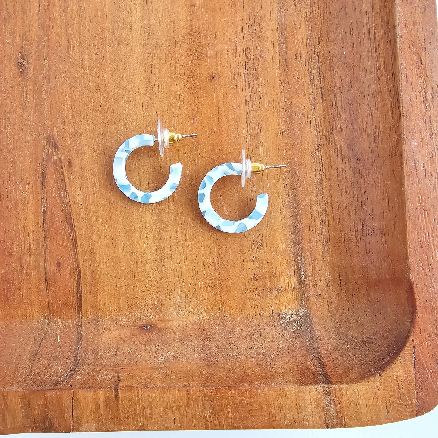 Micro Cam Mini Hoops - Pastel Blue Dot
