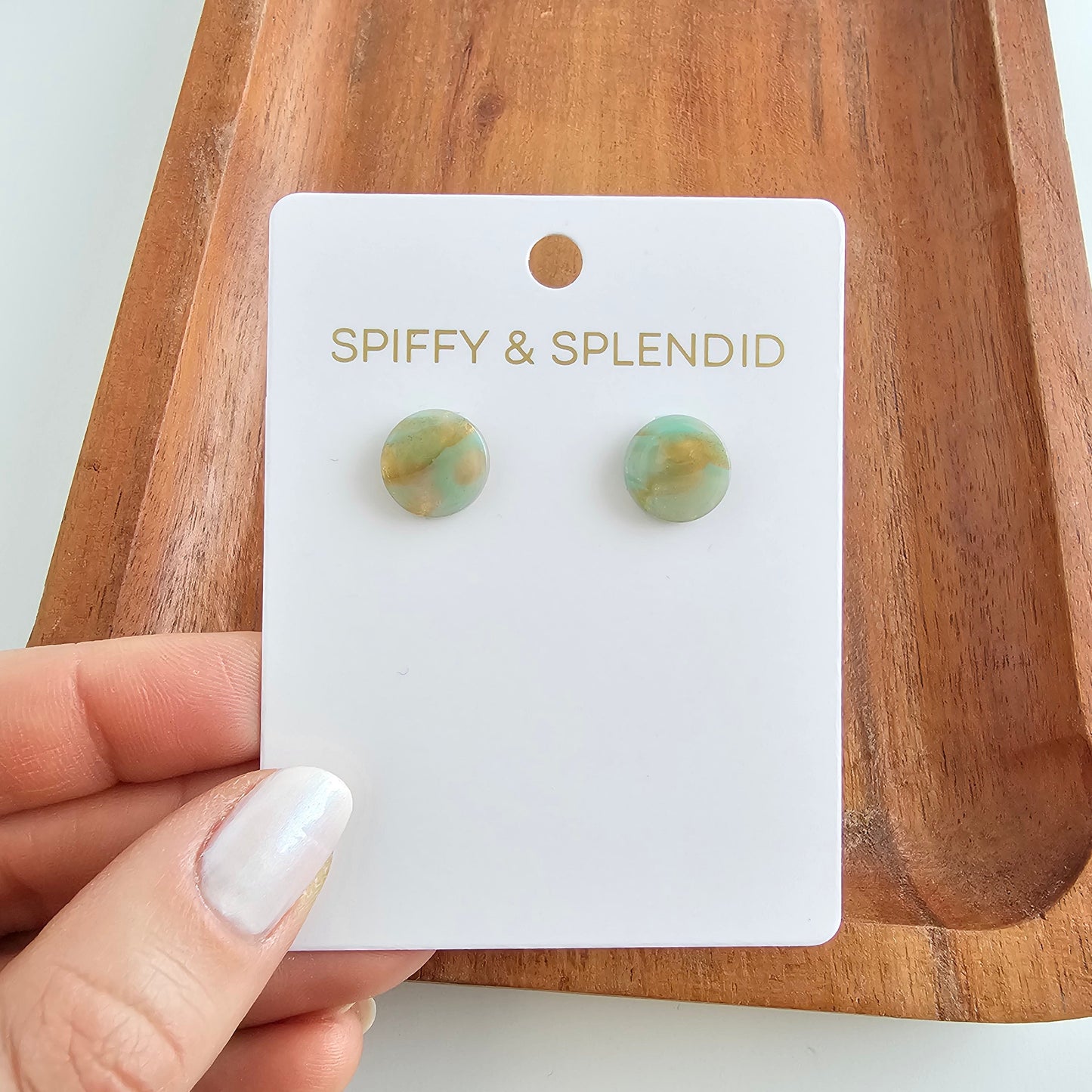 Gia Studs - Champagne Mint