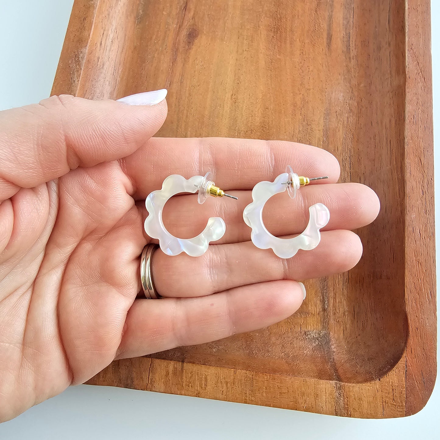 Flora Mini Hoops - Opalite