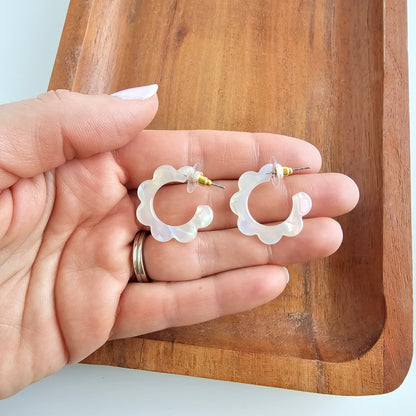 Flora Mini Hoops - Opalite