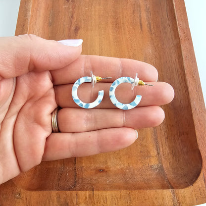 Micro Cam Mini Hoops - Pastel Blue Dot