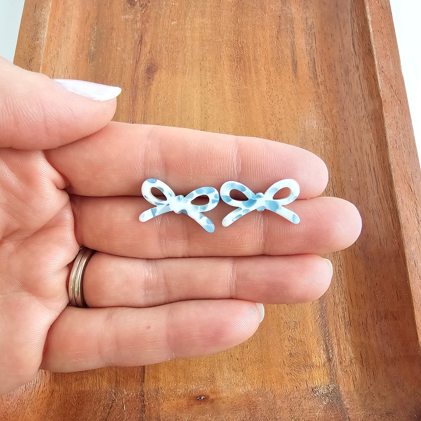 Bowie Studs - Pastel Blue Dot
