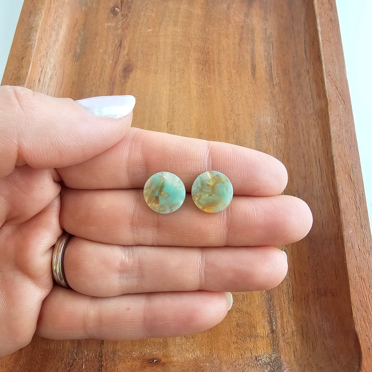 Gia Studs - Champagne Mint