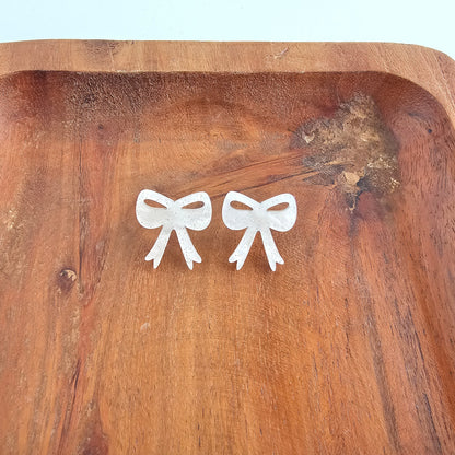 Bow Studs - White Shimmer