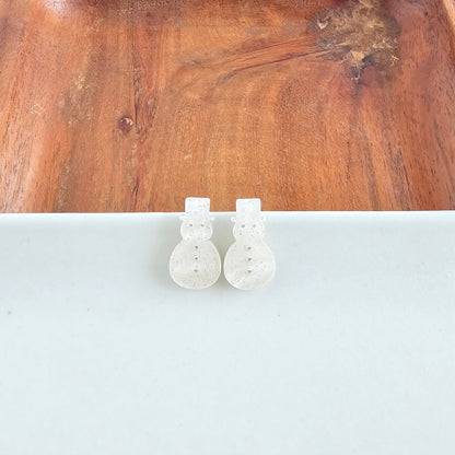 Snowman Studs - White Shimmer