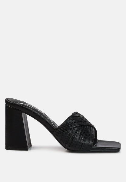 Salty You Crinkled Triangular Block Heel Sandals