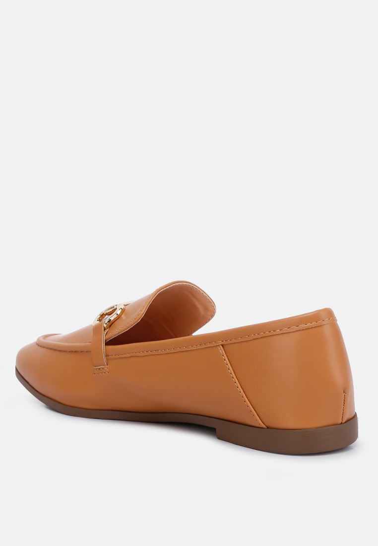 Talula Horsebit Embellished Faux Leather Loafers