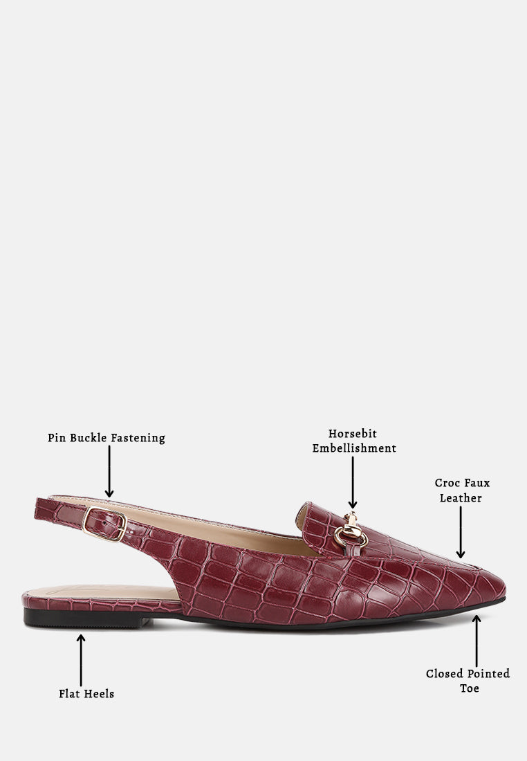 Trempe Croc Slingback Flat Sandals