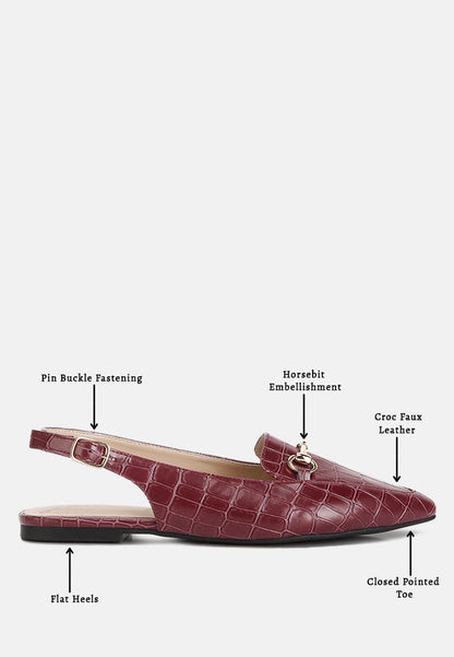 Trempe Croc Slingback Flat Sandals