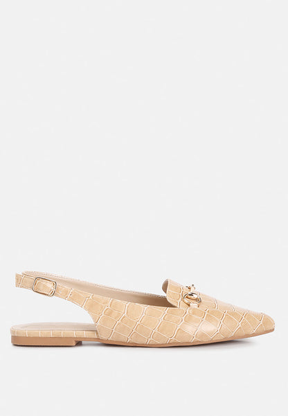 Trempe Croc Slingback Flat Sandals