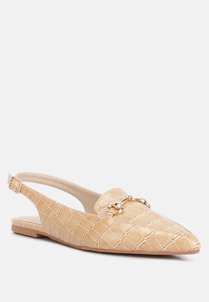 Trempe Croc Slingback Flat Sandals