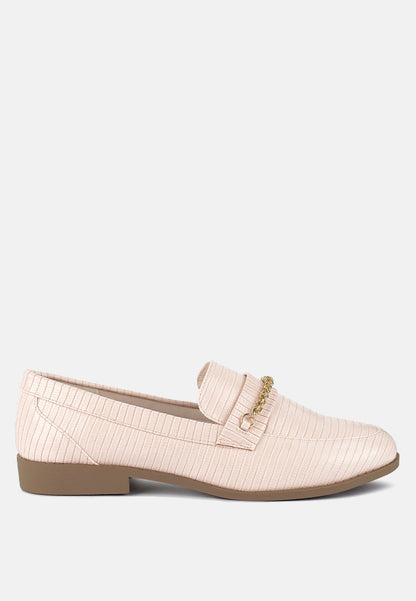 Vouse Low Block Loafers Adorned With Golden Chain
