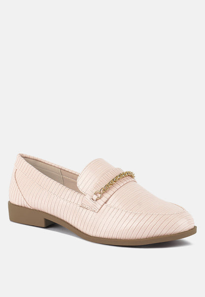 Vouse Low Block Loafers Adorned With Golden Chain